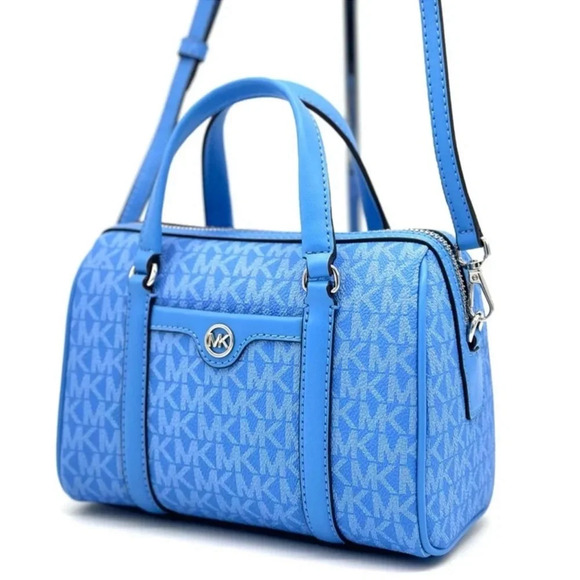 Michael Kors Small Travel Duffle Xbody Satchel Shoulder Bag South Pacific Blue - Picture 1 of 10